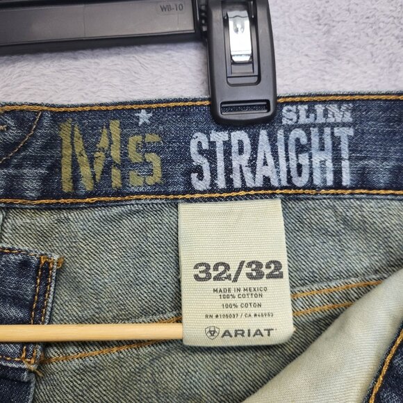 Ariat Jeans Mens 32x32 M5 Slim Straight Western Workwear Cowboy Blue Denim - Picture 10 of 11